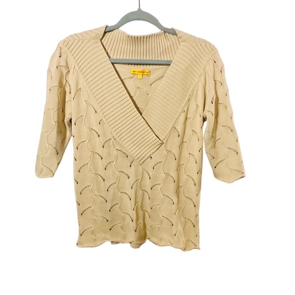 Catherine Malandrino Sweaters - Catherine Malandrino | 3/4 Sleeve Knit V-Neck Pullover Sweater - Size L